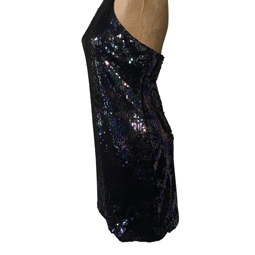 Lulu's Classic Diva Black Multi Sequin Halter Bodycon Mini Dress Size Large EUC - Picture 9 of 13